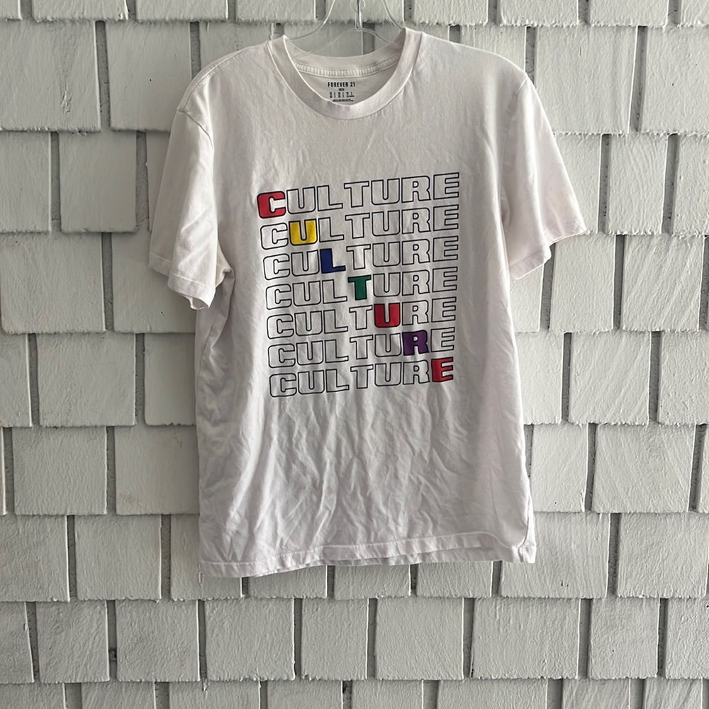 FOREVER 21 Men’s White Graphic T-Shirt Size S